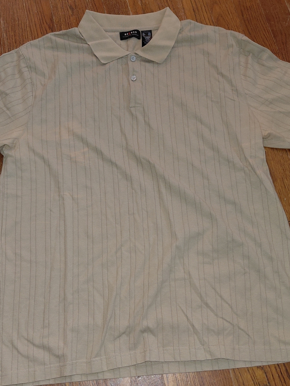Axcess Men's Light Beige Pinstripe Polo Shirt